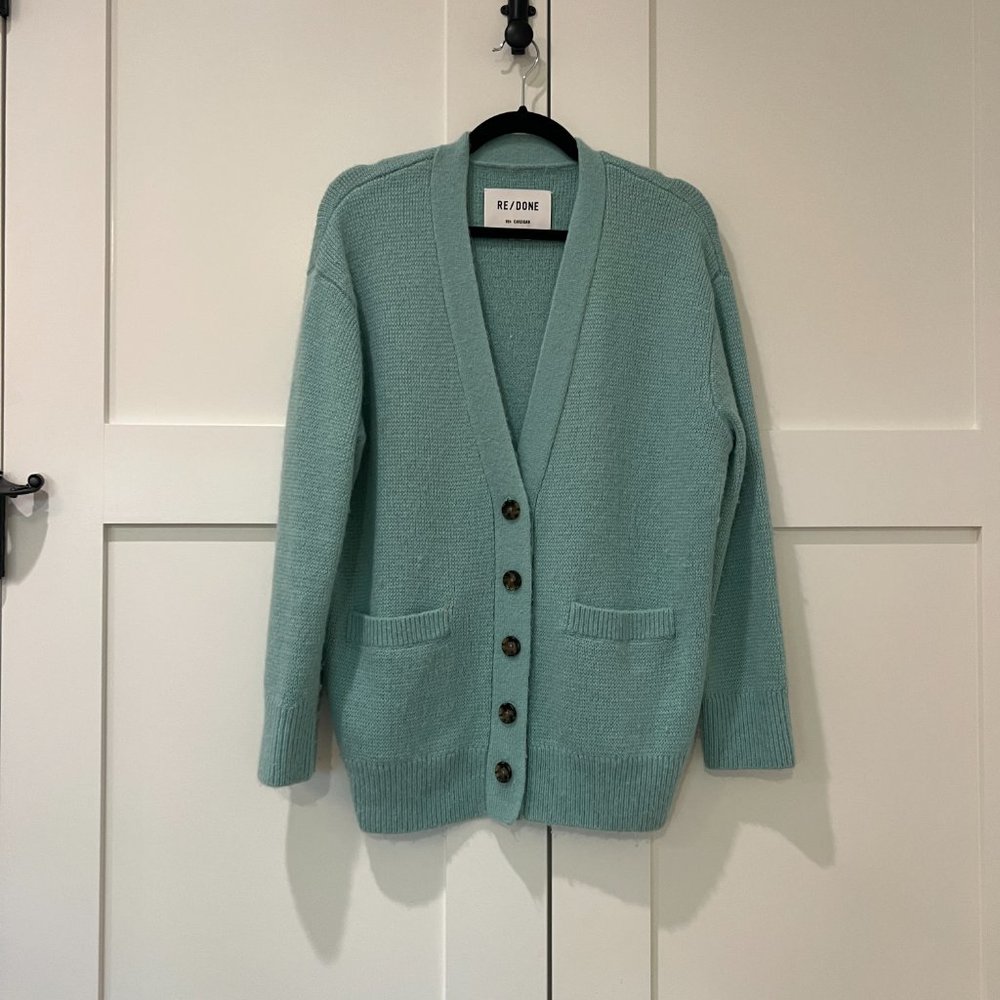 RE/DONE 90s Oversized 90s V-Neck Cardigan Spearmint- Size Small - Picture 7 of 12